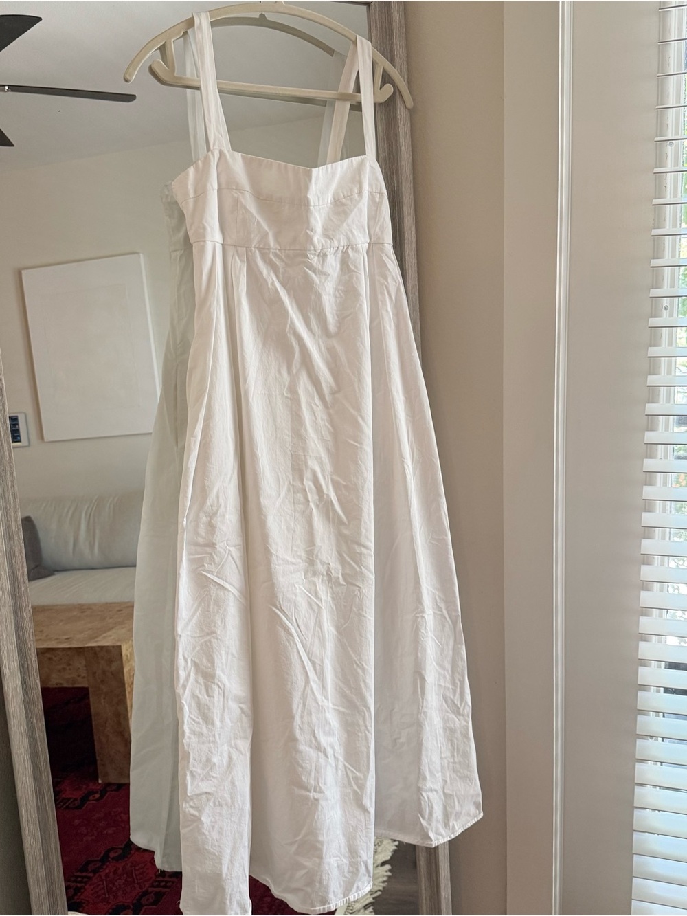 Zara White Sleeveless Maxi Dress with Pockets (100% Cotton)